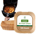 Comfy Package [125 Count] 8 Inch Square Air Fryer Liners Disposable - Non-Stick Parchment Paper Liners, Waterproof, Oil-Resistant - Kraft Comfy Package