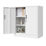Wanfu Metal Storage Cabinet with Locking Doors and Adjustable Shelves, 36.2" H Steel Storage Cabinet for Garage, Home, Office, Utility Room-White Wanfu