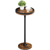 HOOBRO Small Round Side Table, Drink Table, Coffee Martini Table with Pedestal Accent for Small Spaces in Living Room, Bedroom, Sofa Couch, Rustic Brown BF168BZ01 HOOBRO
