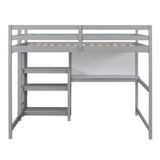 Harper & Bright Designs Full Size Gray Loft Bed with Integrated Desk, Bookshelf, and Writing Board Harper & Bright Designs