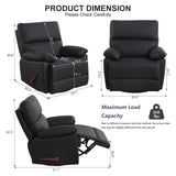 poplarbox Manual Recliner Chair with Lever Handle, 360° Swivel Elderly Rocker Recliner Chairs, Single Seat upholstered Recliner Sofa Chair for Living Room, Apartment (Black) poplarbox