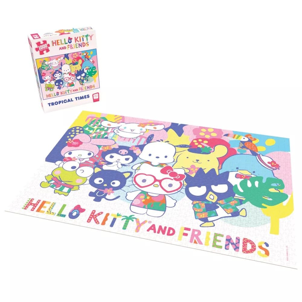 Hello Kitty and Friends Tropical Times 1,000 Piece Jigsaw Puzzle | Collectible Puzzle Artwork Featuring Hello Kitty, Cinnamoroll, Keroppi | Officially-Licensed Hello Kitty Puzzle & Merchandise USAOPOLY
