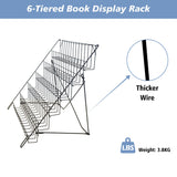 NEESEEYEE 6 Tier Wire Magazine Rack - Comic Book Rack Wide Wire Tabletop Display Rack for Exhibitions Office Table Top Book Brochure Literature Comic Greeting Card Shelf Holder Stand NEESEEYEE