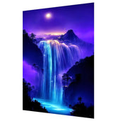 hyzsj 5D Waterfall Diamond Art Painting,Large Diamond Painting Kits for Adults,DIY Full Drill Crystal Rhinestone Arts,Gem Art Painting with Diamond Home Wall Decor Mountain Moon(27.5 X 15.7inch) hyzsj