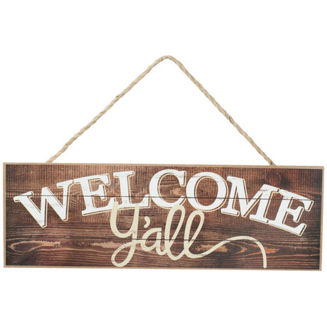 Rustic Wooden Welcome Y'all Sign - 15" x 5", Fall, Vintage Front Door Decor, Christmas, Southern Wall Decoration, Wreath, Home, Kitchen, Farmhouse, Porch, Barn, Farmhouse Decor GiftWrap Etc.