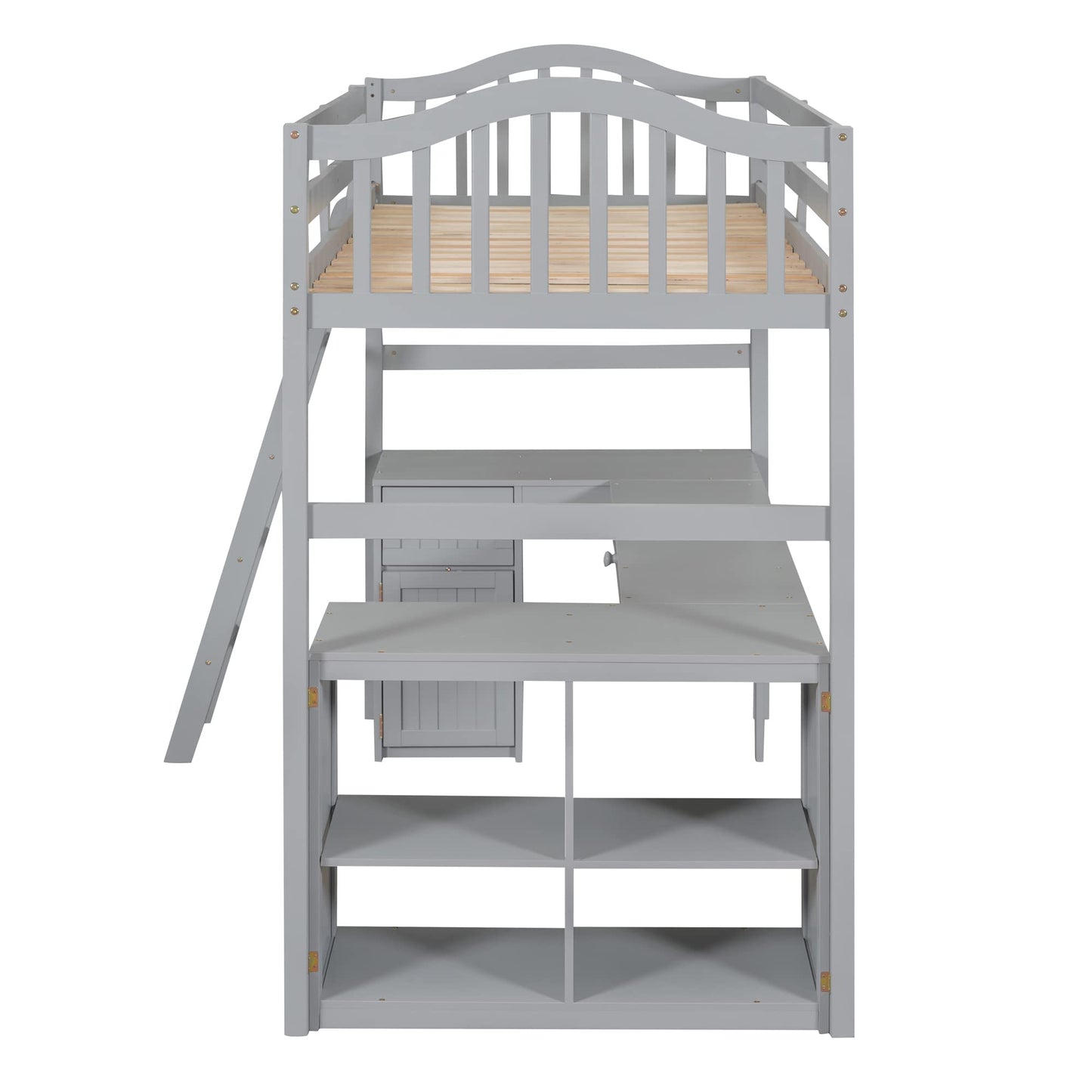 Harper & Bright Designs Grey Twin Size Loft Bed with Integrated Desk, Drawers, and Storage Solutions for Kids and Teens - WoodArtSupply