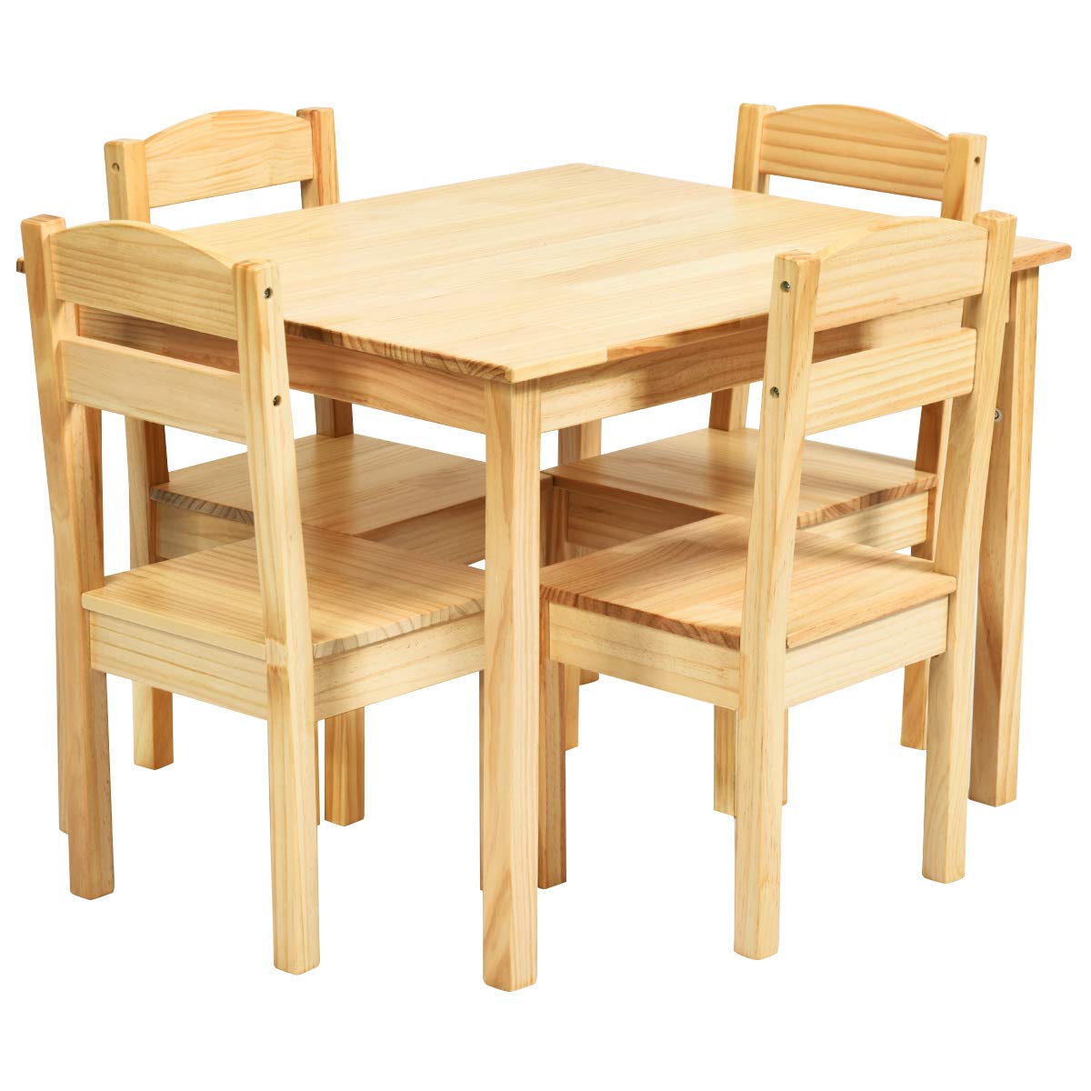 Costzon Kids Table and Chair Set, 5 Piece Wood Activity Table & Chairs for Children Arts, Crafts, Homework, Snack Time, Preschool Furniture, Gift for Boys Girls, Toddler Table and Chair Set (Natural) Costzon