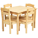 Costzon Kids Table and Chair Set, 5 Piece Wood Activity Table & Chairs for Children Arts, Crafts, Homework, Snack Time, Preschool Furniture, Gift for Boys Girls, Toddler Table and Chair Set (Natural) Costzon