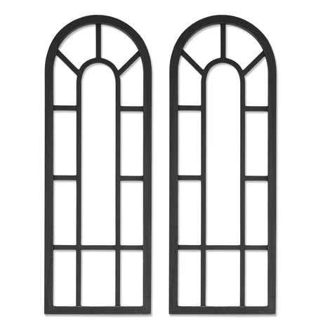 HPC DECOR Rustic Window Frame Wall Decor Set of 2-Vintage Country Wall Hanging Decor,Modern Farmhouse Window Wall Decor-Arch Wall Decor for Home,Bedroom,Living Room,Kitchen Decor,Wall Decoration.Black HPC DEC R OUR HAPPY PLACE