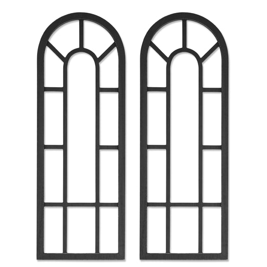 HPC DECOR Rustic Window Frame Wall Decor Set of 2-Vintage Country Wall Hanging Decor,Modern Farmhouse Window Wall Decor-Arch Wall Decor for Home,Bedroom,Living Room,Kitchen Decor,Wall Decoration.Black