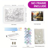 TAOPAOLAB Cabin by The Lake Paint by Numbers Kit for Adults - DIY Autumn Landscape Painting on Canvas 16x20 Inches, Acrylic Paint Set, Suitable for Beginners, Rustic Art Kit for Home TAOPAOLAB