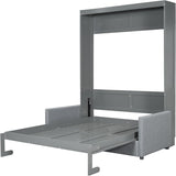 MERITLINE Full Murphy Bed with Couch,Wood Murphy Bed Cabinet with Sofa,Fold up Bed Grey Murphy Wall Bed Full Size MERITLINE