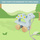 WoodenEdu Baby Toys Car,Wooden Pull Along Toddler Toy, Developmental Toy for 1 Year Old Girl Boy Birthday Gift (Dinosaur) WoodenEdu