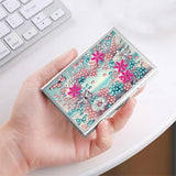 Stainless Steel Diamond Art Card Holder for Adults, Heart Flower Design 9.5x6.5cm Anti-demagnetization Credit Card Wallet with Zipper WoodArtSupply