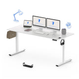 FLEXISPOT Electric Standing Desk 71 x 32 Inch Adjustable Height Desk Home Office Computer Workstation Sit Stand Desk, White Top + White Frame FLEXISPOT
