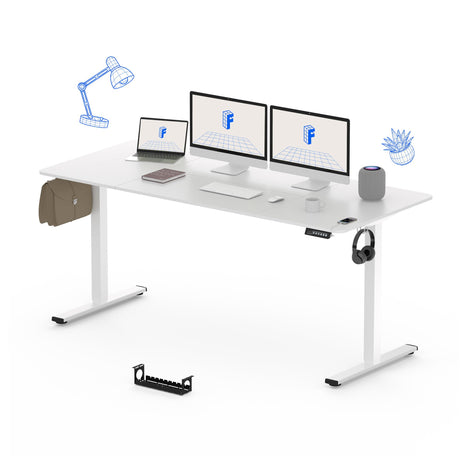 FLEXISPOT Electric Standing Desk 71 x 32 Inch Adjustable Height Desk Home Office Computer Workstation Sit Stand Desk, White Top + White Frame FLEXISPOT