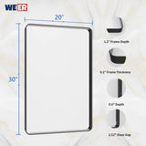 WEER Black Bathroom Mirror 20X30 Inch, Rectangular Matte Black Metal Framed Vanity Mirror, Farmhouse Bathroom Mirror with Tempered Glass, Rounded Corner, Anti-Rust (Horizontal/Vertical) WEER