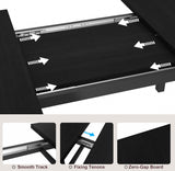 VECELO 7-Piece Dining Table Set with 6 Square Stools, 63" Expandable Kitchen Table with USB Charging & Metal Frame for 2/4/6, Wood Dinette Perfect for Small Spaces, Easy Assembly, Black VECELO