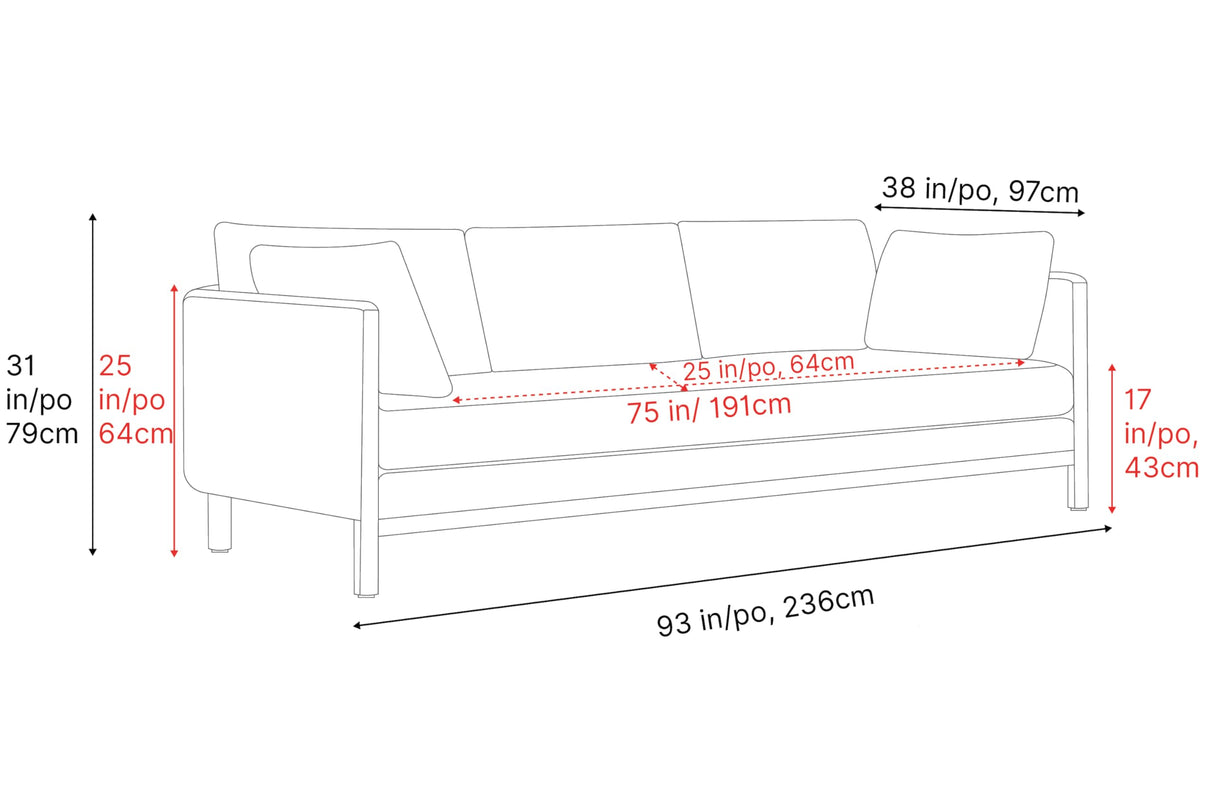 Valencia Matera 93” Black 3 Seater Full Leather Sofa | Modern Nappa Leather Couch with 2 Pillows for Living Room Furniture | Canadian Hardwood, One-Piece Curved Frame Lounge Sofa VALENCIA THEATER SEATING