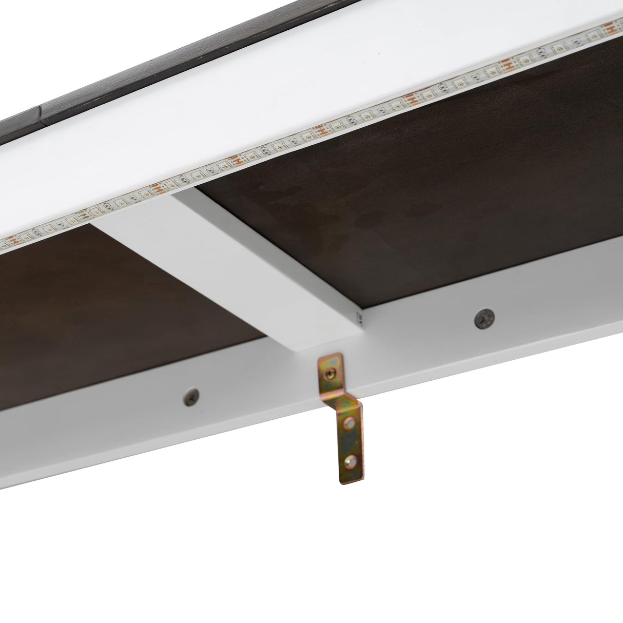 Quarte Twin Size Murphy Bed with LED Light,can be Folded into a Cabinet, Hidden Wall Bed Cabinet for Small Spaces Apartments Studio Dorms (A-White+Brown) Quarte