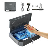 XEGIS SAFE World's 1st Palm Vein Biometric Gun Safe [0.09s Smart Unlock] [10X Military Anti-Pry/Drop] Handgun Pistol Safe with Keypad+Key Lock for Home Nightstand Bedside & Car - Space Grey XEGIS SAFE