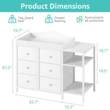 BOLUO Baby Dresser with Changing Table Top, White Changing Table Dresser with 6 Fabric Drawers Diaper Changing Station with Storage Shelf for Nursery Modern BOLUO