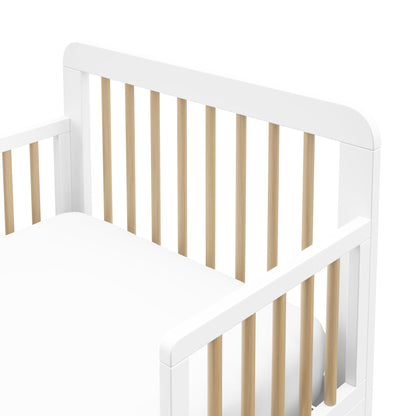 Storkcraft Pasadena Toddler Bed (White with Driftwood) - GREENGUARD Gold Certified, Fits Standard Full-Size Crib & Toddler Mattress, Toddler Safety Guardrails Included, Complete Design with Footboard