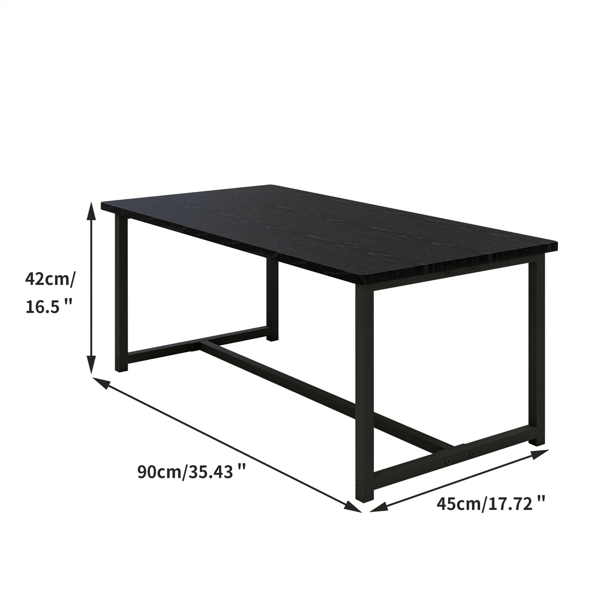 VERFARM 35.4" Rectangular Coffee Table for Living Room, Modern Industrial Style Coffee Table Center Table with Metal Frame for Small Space, Apartment, Office, Easy Assembly, Black VERFARM