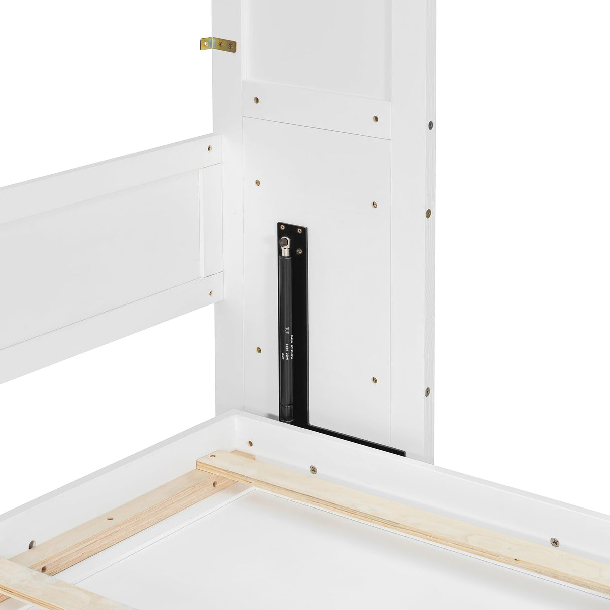 Merax Wall Murphy Bed with Storage, Foldable Cabinet Bed with Vanity Desk, Center Mirror & 2 Side Drawers, Queen Size, White Merax