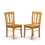 East West Furniture DLC-OAK-W Dublin Dining Chairs - Slat Back Wooden Seat Chairs, Set of 2, Oak East West Furniture