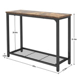 Ecoprsio Small Console Table Sofa Table with Mesh Shelves, 2 Tier Entryway Table Foyer Table for Entryway, Front Hall, Hallway, Sofa, Couch, Living Room, Bar, Kitchen, 32 Inch, Rustic Brown Ecoprsio