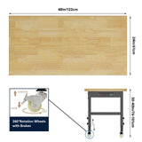 48'' Adjustable Workbench, 4 Heights Work Bench with Wheels and Power Outlets, 2000 LBS Heavy Duty Work Bench Table, Hardwood Work Benches for Garage, Workshop, Office, Home WXCOPON