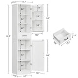 TEENFON Tall Storage Cabinet with 3 Door Shelves & 1 Drawer, Narrow Kitchen Pantry Cabinet for Living Room, Bathroom, Entryway, White TEENFON