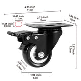 Caster Wheels, 2 inch Casters Set of 8 Heavy Duty - CLOATFET Locking Swivel Casters with Brake (Top Plate), Non Marking Black Castor Wheels for Cart Furniture Workbench CLOATFET
