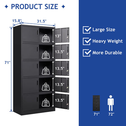 NODHM Metal Locker for Employees, Lockable Tall Locker Organizer Steel Cabinets, 10 Doors Storage Locker for Garage, Home, Office