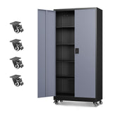 Letaya Metal Garage Storage Cabinets with Lock Door and Adjustable Shelves, Steel Tool Cabinets for Home,Office,Warehouse Organisieren (Black Grey, 75" H) Letaya