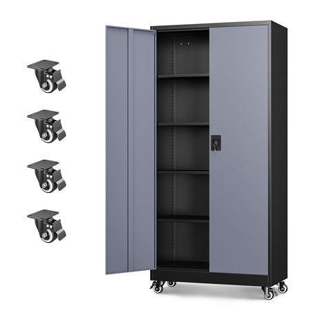 Letaya Metal Garage Storage Cabinets with Lock Door and Adjustable Shelves, Steel Tool Cabinets for Home,Office,Warehouse Organisieren (Black Grey, 75" H) Letaya