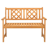 Outvita Wooden Garden Bench, Outdoor Wood Patio Bench, Rustic Two Person Loveseat Chair w/Armrest for Porch Poolside Park Backyard Balcony, Capacity 605Lbs, Grid Backrest Outvita