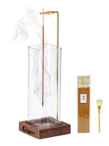 Ceremony Incense Holder, Wooden Incense Holder for Sticks with Glass Ash Catcher, Anti-ash Incense Burner with 20 Incense Sticks and a Ash Brush for Meditation Yoga Spa Room Decor CEREMONY