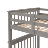 Harper & Bright Designs Twin Over Twin Bunk Bed with Stairs, Solid Wood Bunk Bed Frame with Storage and Guard Rail for Bedroom, Dorm, for Kids, Teens, Adults (Gray) Harper & Bright Designs