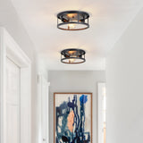 SKEJAO 13 inch Black Flush Mount Ceiling Light Fixture,2-Light Hallway Light fixtures Ceiling,Light Fixtures Ceiling Mount for Kitchen,Farmhouse,Bedroom (2 Pack) SKEJAO
