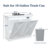 TOLEAD Tilt Out Trash Can Cabinet, 10 Gallon Kitchen Trash Cabinet Hidden Trash Can with Deodorizing & Negative Ion Pet Proof for Kitchen,Dining Room, Living Room,Double White TOLEAD