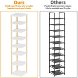 LUCKNOCK Vertical Shoe Rack, 8-Tier Tall Narrow Shoe Organizer for Entryway, Closet, Dorm & Small Spaces, Freestanding White Wooden Shoe Shelf Tower for Boots, Sneakers, Heels. LUCKNOCK