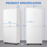 DNA MOTORING 73'' Metal Storage Cabinet, Rolling Garage Cabinet with 1 Drawer and Adjustable Shelves, Lockable Heavy Duty Metal Locker for Garage,Office,Home,White, TOOLS-00630-WH-WH-A DNA MOTORING