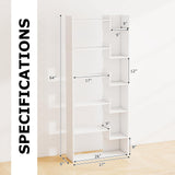 Tangkula 6-Tier Bookshelf, 64”H Tall Open Bookcase with Anti-Tip Kits, Home Office Free-Standing Wood Room Divider Display Book Shelf, Modern 11-Shelf Storage Rack for Study, Living Room (1, White) Tangkula