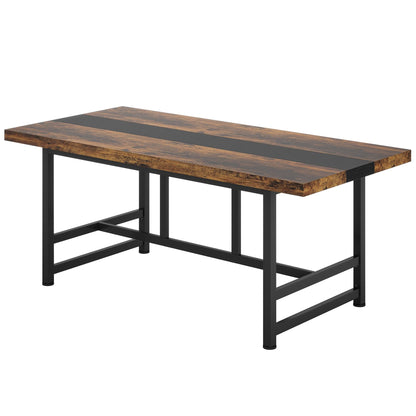 Tribesigns 6FT Conference Table, Rectangular Meeting Table, 70.86L * 31.49 W inches Seminar Table, Large Computer Desk for Office,Rustic Boardroom Desk - WoodArtSupply