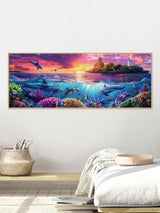 Kaliosy 5D Large Dolphins Diamond Art Kits for Adults, DIY Sunset Ocean Scenery Giant Diamond Painting Full Round Drill Crystal Art - Home & Office Wall Decor 11.81x31.5 inch/30x80cm Kaliosy