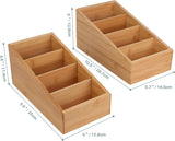 HTB 4-Section Snack Organizer with Removable Dividers for Kitchen, Cabinet, Office, Countertop, 2 Pack Bamboo Pantry Storage Organization for Spice Packets, Seasoning Pouches, Coffee Pods HTB