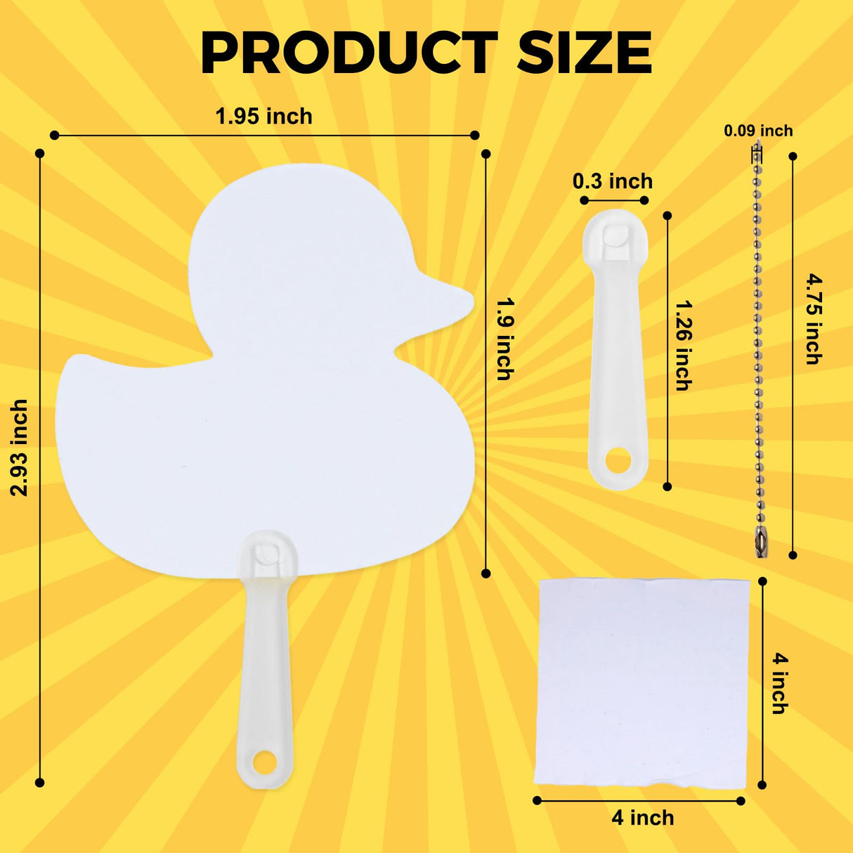InfiniteSub -151pcs Mini Sublimation Handheld Fans Keychain Set - Duck, DIY Custom Blank Double-Sided Plastic Hand held Fans for Bible Story Wedding Favors School Graduation Birthday Party Souvenirs Generic