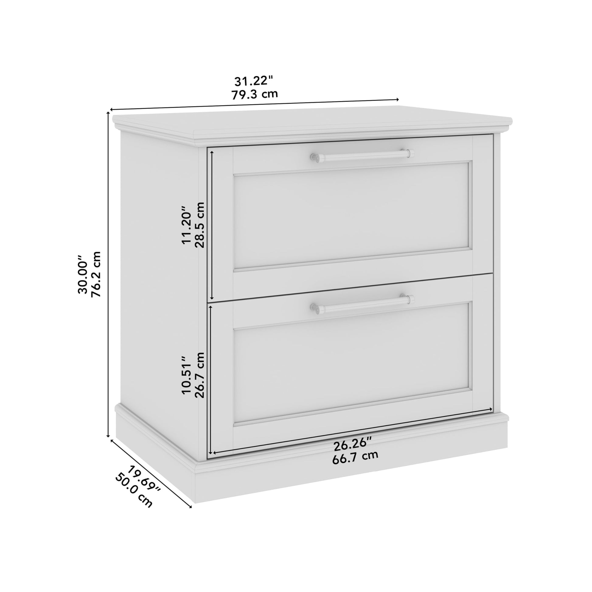 Bush Furniture Westbrook 2 Drawer Lateral File Cabinet in White Ash | Versatile Storage for Home Office and Living Room - WoodArtSupply